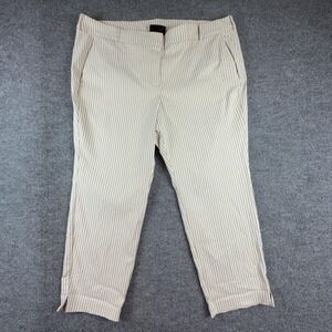 Lane Bryant Dress Pants Womens 26 Beige Striped Twill Straight Leg Work Career